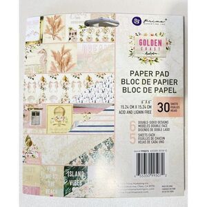 PRIMA GOLDEN COAST 6x6 SCRAPBOOKING PAPER PAD PINK OCEAN THEME ISLAND VIBES